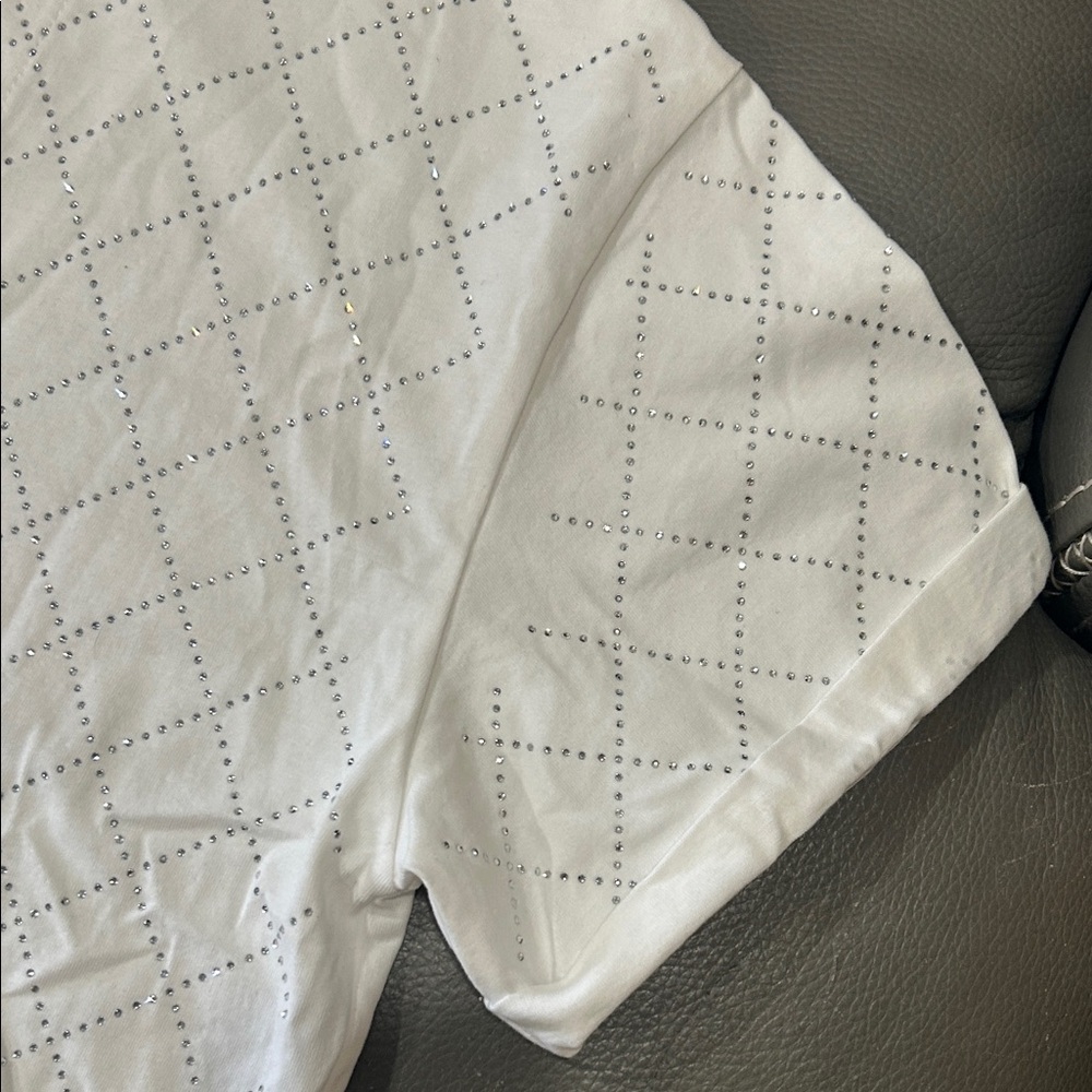CHANEL White Rhinestone Diamond Pattern Top, size 38/8. NWT. LUXURY - Picture 9 of 10